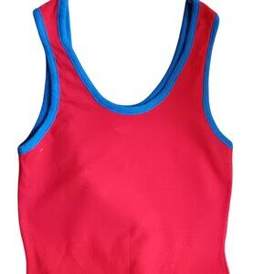 Vintage Boys 10 Tank Top Single Stitch JCPenney Red/Blue 1970's Jogger Thin
